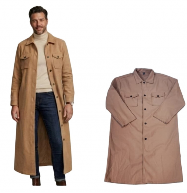 Plus Size Men Long Coat