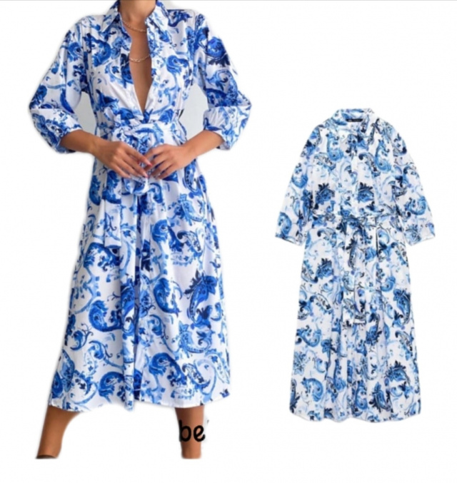 Blue and White Dress